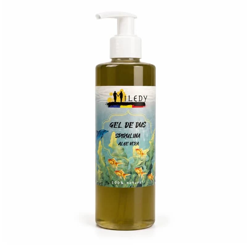 Gel de dus natural / sapun lichid cu Aloe vera si spirulina